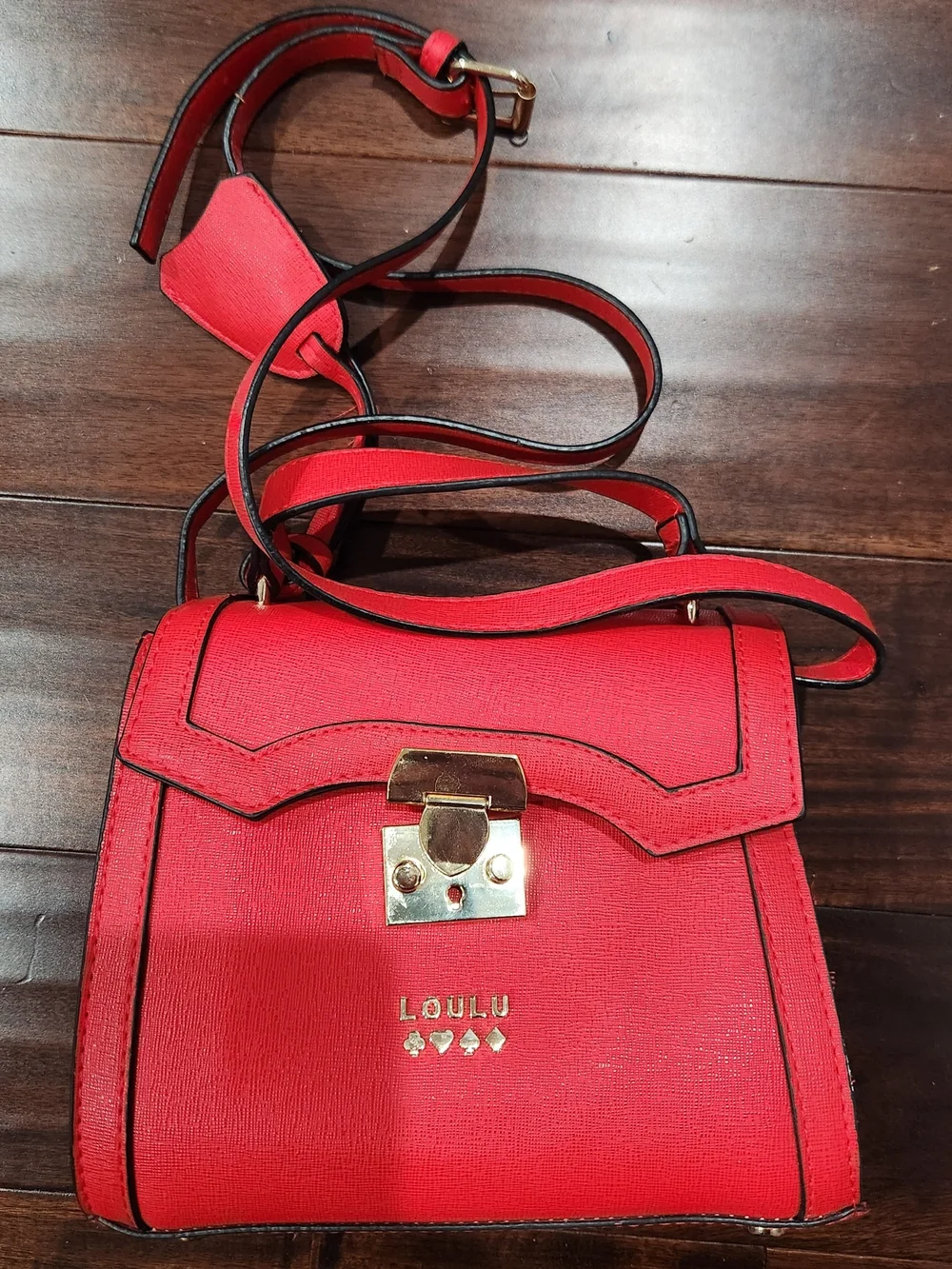 LOULU Red Top-Handle Satchel with Gold Lock